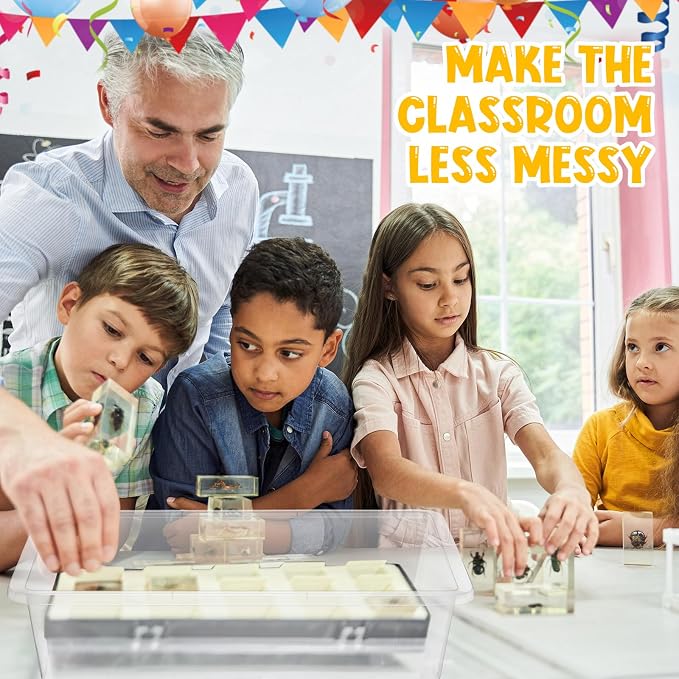 18 Pcs Flat Storage Organizer Bins Letter Size Paper Tray Classroom Storage Plastic Art Trays Classroom Pencil Organizer Baskets for School Office Teacher Book Organization(Transparent) - Image 7
