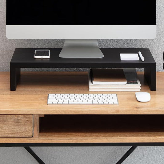 Anji Mountain Wooden Monitor Stand - Elegant Monitor Riser, Perfect Monitor Stand for Desk Organization, Durable Wood Construction monitor stands, Enhances Ergonomics and Workspace Efficiency,Black by AnjiMountain