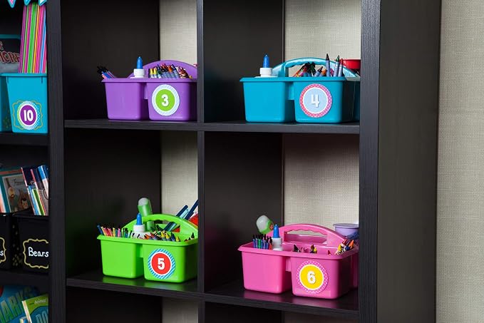 Teacher Created Resources Purple Portable Plastic Storage Caddy 6-Pack for Classrooms, Kids Room, and Office Organization, 3 Compartment - Image 2