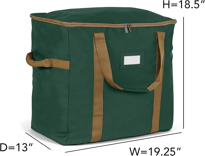 Covermates Keepsakes Adjustable Ornament Storage Bag – Heavy-Duty Polyester, Padded Dividers & FlexGrid Trays – Protective Holiday Ornament Organizer with Handles & Label Window, Green - Image 3