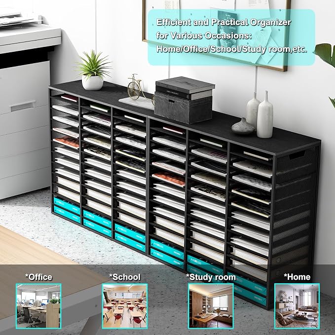 Mail Sorter Adjustable Countertop Mail Holder, Heavy Duty Literature Organizer, Student Mailbox for Classroom, Desktop Bill Paper Organizer for Office Home School, 36 Compartments, Black - Image 3