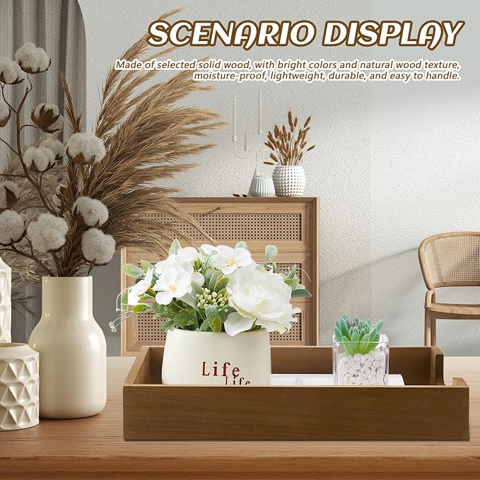 Fulmoon 3 Pcs Stackable Wood Letter Tray A4 Size Desk Tray Organizer Wooden Office Documents Tray Desktop Mail File Folder Document Magazine Storage - Image 6
