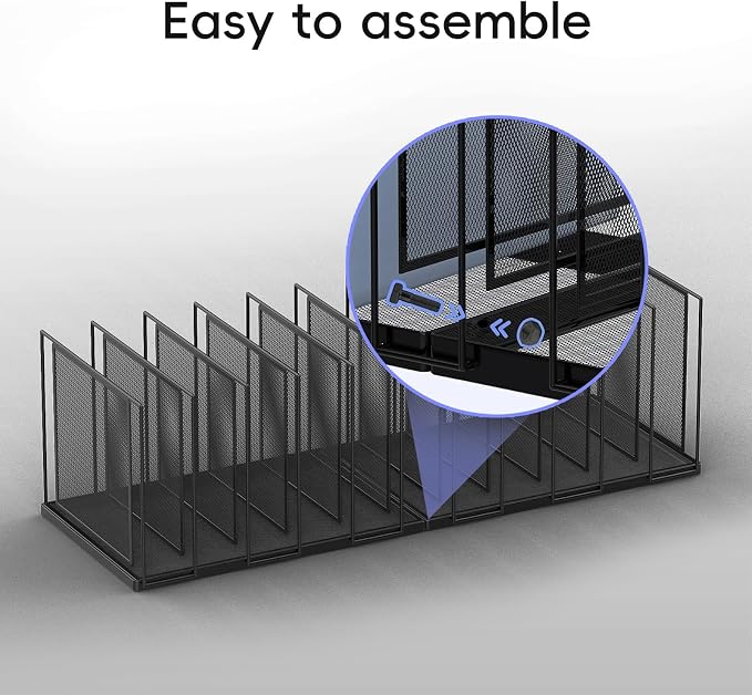 File Organizer for Desk, 11-Section Vertical File Sorter, Paper Holder Organizer Standing Metal File Folder for Office Home Classroom, Black - Image 4
