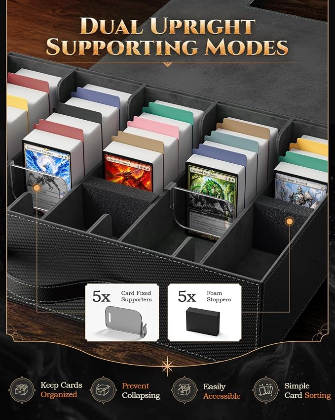 MoKo Trading Card Storage Box for MTG, 3900+Capacity, Black Gray | Card box with Dice Tray, Commander Display & Handle, Top Loaders Organizer Case, For Magic Game, TCG PTCG Sport Cards - Image 5
