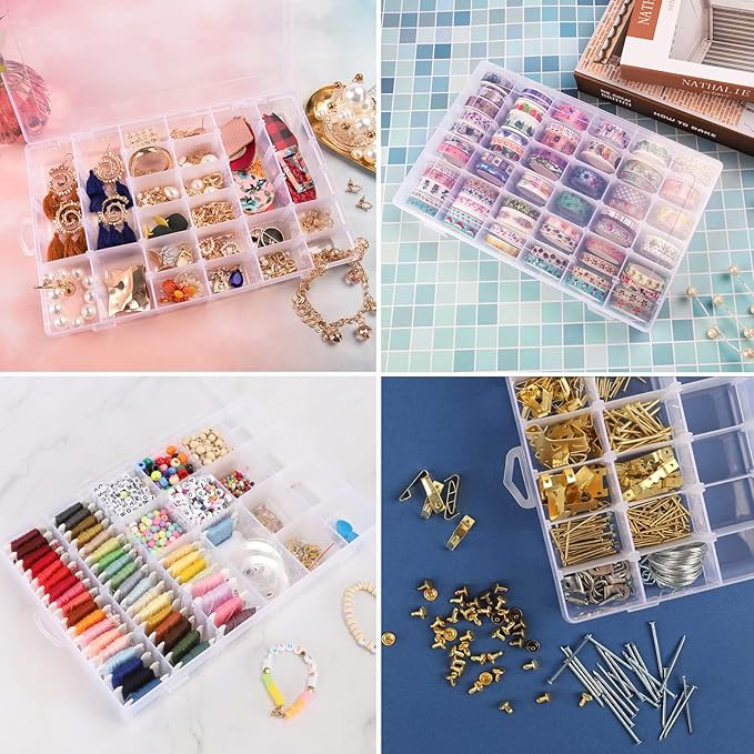 Bead Organizer Storage 36 Grid Jewelry Tackle Craft Box Adjustable Dividers | Clear Plastic, Adjustable Dividers, for Beads Nails Jewelry Crafts Fishing Tackle and Small-Item Organization - Image 6