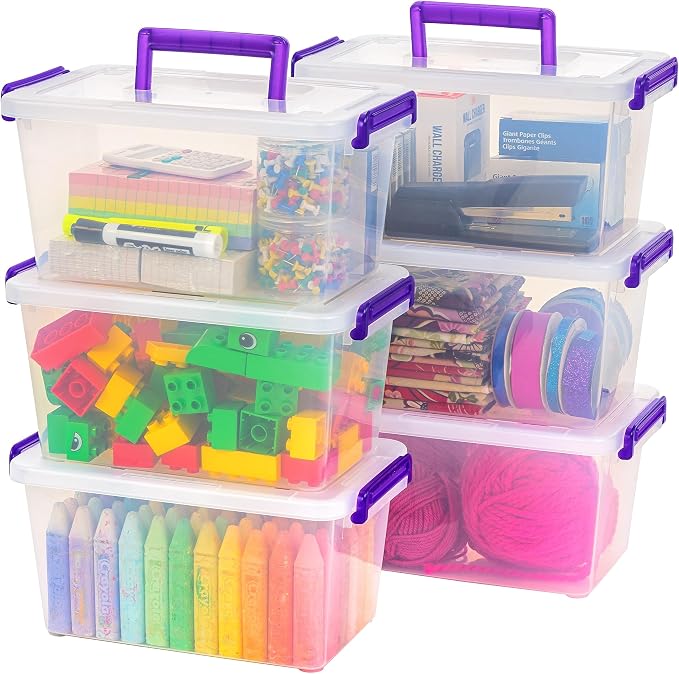 IRIS USA Storage Bins with Lids |Made in USA| 5 Qt - (6-Pack) - Clear | Built-In Handle Tote / Plastic Containers for Crafts, Art, Office & Study Supplies / Interlocking Latches - Image 10