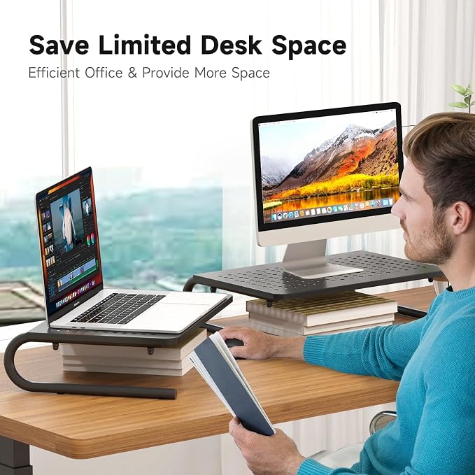 suptek Monitor Stand Riser for Computer,Laptop,Printer, Notebook and All Flat Screen Display with Vented Metal Platform and 4 Inches Height Underneath Storage (MST004-2) - Image 7
