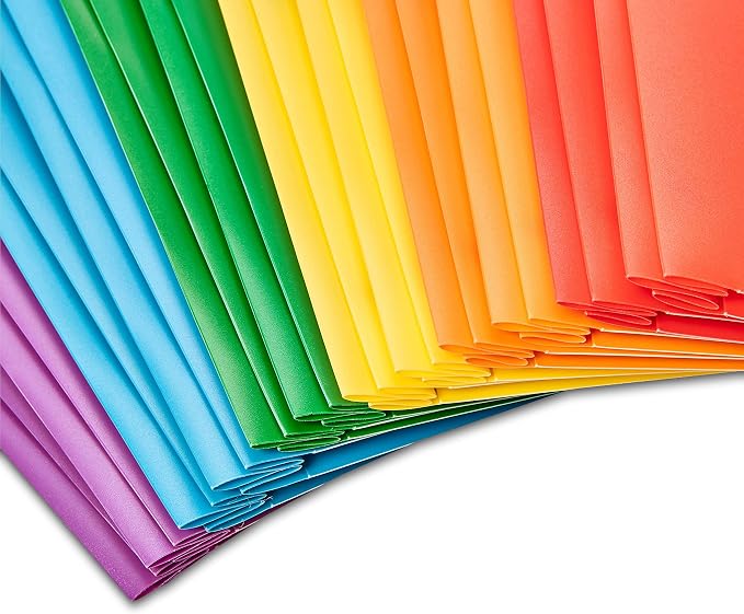 Amazon Basics Heavy Duty Plastic 2 Pocket Folder for Documents, Letter Size Paper, Assorted Colors, Pack of 144 - Image 4