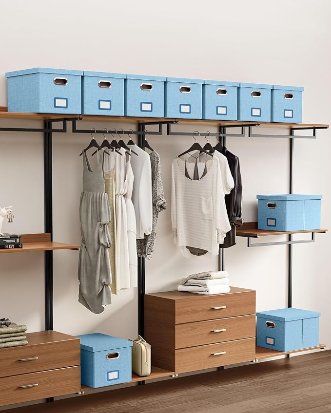 File Organizer, File Box, File Cabinet for Letter File Folder Storage, Portable Storage Bins with Lids for Office/Decor/Home,Document Organizer, 1 Pack,Sky-blue-Box Only - Image 7
