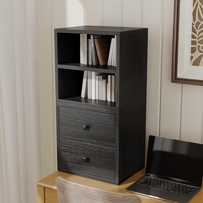 FUSUNBAO Magic DIY Cube Storage Organizer Stackable Cubes for Home Books Clothes Toy-Modular Cubby Storage System-Office Cubical-Bookcase Closet (Black, Door Cube) - Image 5
