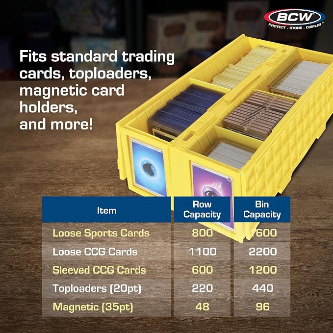 BCW Collectible Card Bin - Holds up to 1600 Cards - Yellow | Large Storage Box for Loose Trading Cards | Pokemon, MTG, and Storage Boxes - Single - Image 5