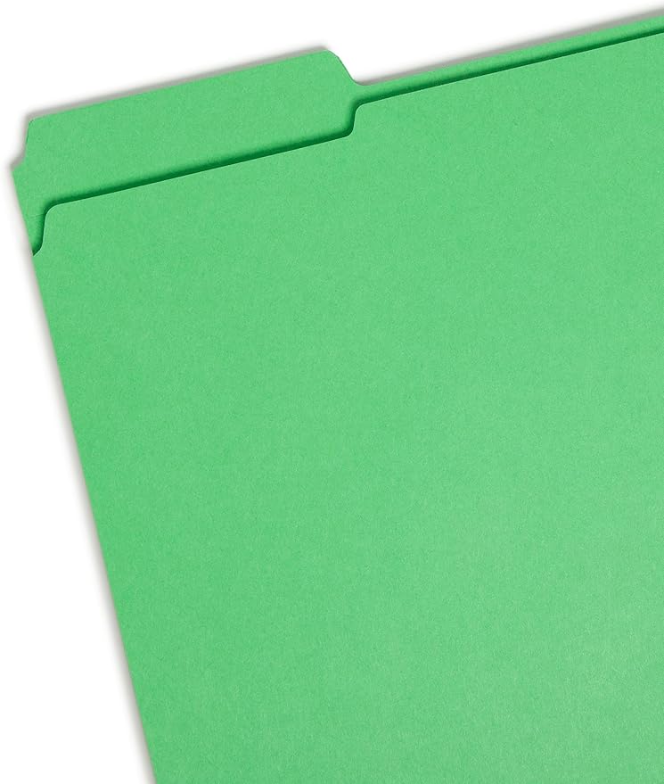 Smead File Folder, Reinforced 1/3-Cut Tab, Letter Size, Green, 100 per Box (12134) - Image 2
