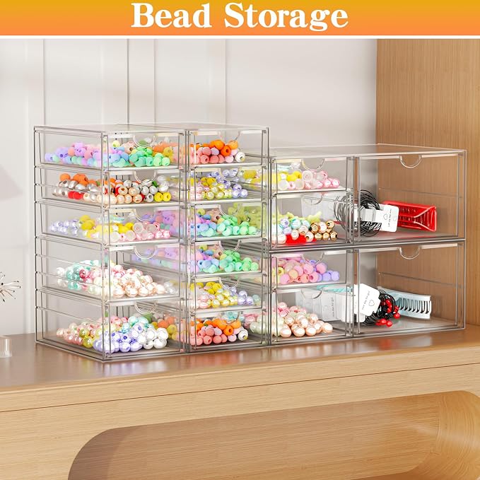 ARSTPEOE Acrylic Organizer with 6 Drawers, Bathroom Counter Organizer, Makeup Desk Organizers, Office Supplies, Storage Drawers for Cosmetic, Pencil, Coffee - Image 7