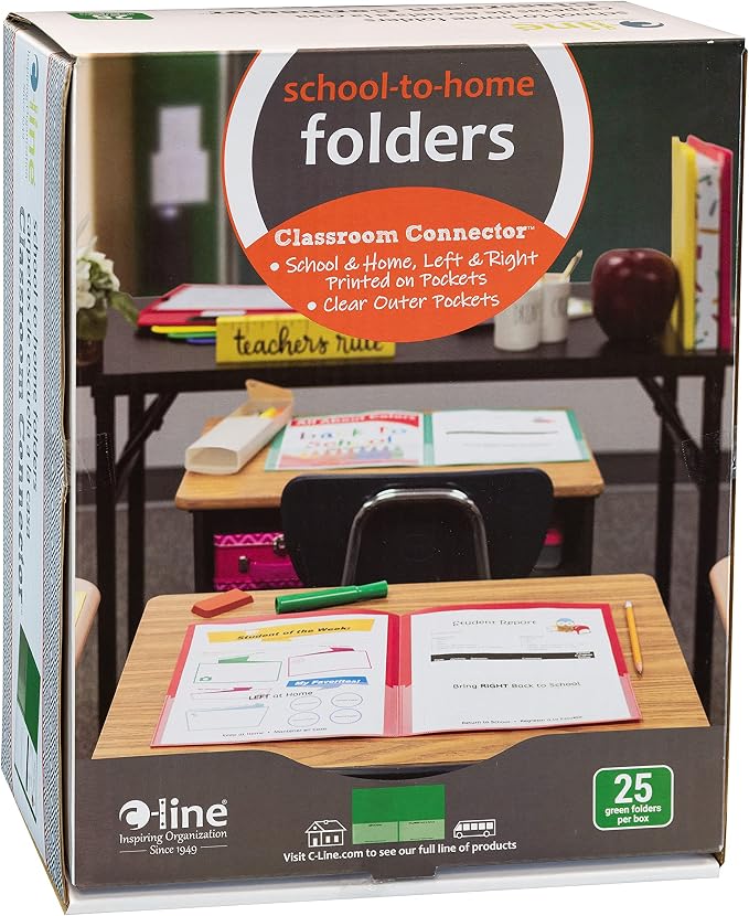 C-Line Classroom Connector School-to-Home Folders, Green, 25 per Box (32003) (Pack of 6) - Image 4