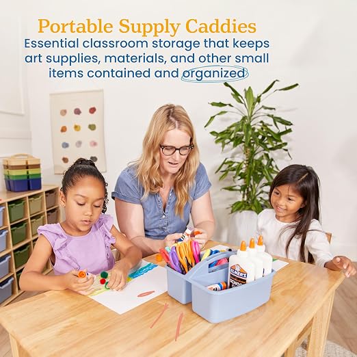 ECR4Kids 3-Compartment Small Plastic Caddy, Multipurpose Organization, Earthtone, 6-Pack - Image 3