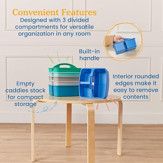 ECR4Kids 3-Compartment Small Plastic Caddy, Multipurpose Organization, Contemporary, 6-Pack - Image 5