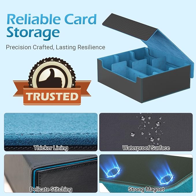 3-Row【2400+】 Trading Card Storage Box, Card Organizer Holder with 8 Dividers, Case Fit for MTG TCG Magic Commander Deck Playing Cards, Deck Box for Sport Card - Image 5