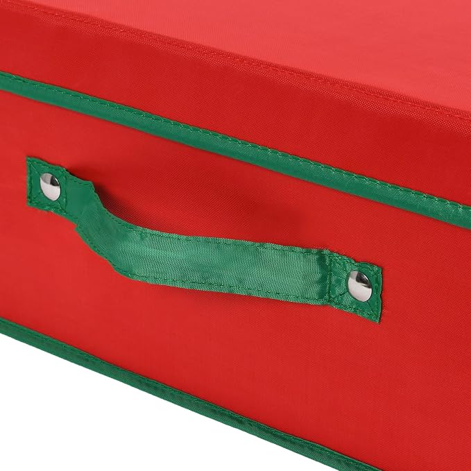 Household Essentials Holiday Gift Wrap Organizer with Lid, Red and Green - Image 9