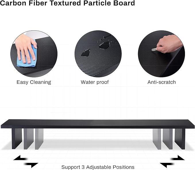 EUREKA ERGONOMIC Dual Monitor Stand Adjustable Carbon Fiber | dual monitor riser with carbon fiber surface and desktop organizer design, ideal for PC, computer, and laptop setups - Image 6