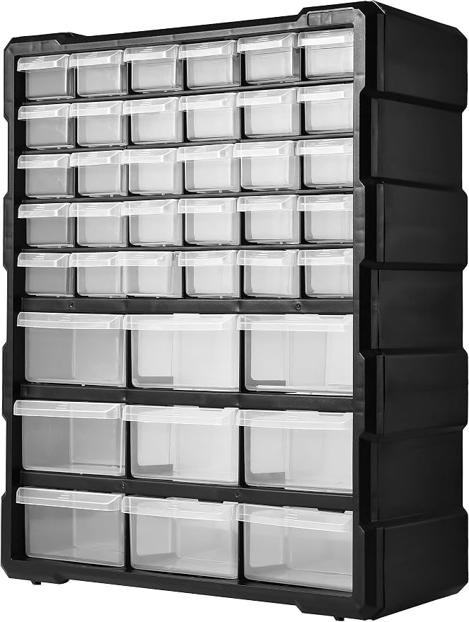 Elevon Hardware and Craft Cabinet 14.8" W x 6.3" D x 18.7" H, 39 Drawers, Black - Image 4