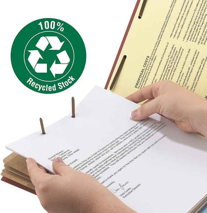 Smead 100% Recycled Pressboard Classification File Folder, 3 Dividers, 3" Expansion, Legal Size, Red, 10 per Box (19099) - Image 4