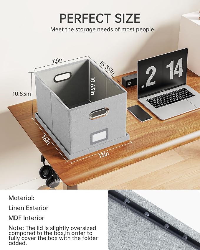File Organizer, File Box, File Cabinet for Letter File Folder Storage, Hanging File Organizer for Office/Decor/Home,Document Organizer, 1 Pack,Gray-White-Box Only - Image 3