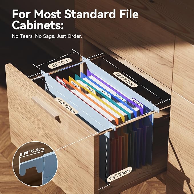 ThinkTex Plastic Expanding Hanging File Folders, 7 * 1.2" Accordion Pockets | Large Capacity, Multi-Color Tabs, Letter Size for Filing Cabinet - Blue - Image 2