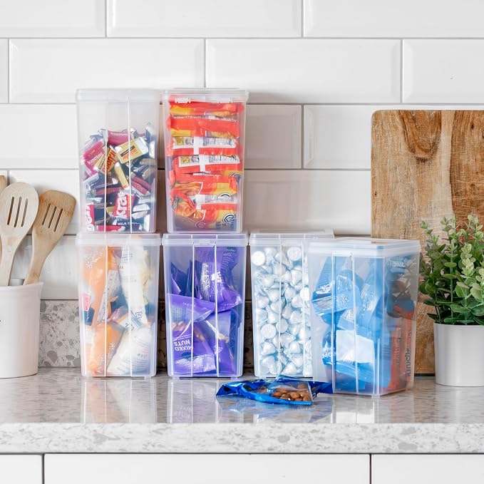 IRIS USA Flip Top Storage Containers |Made in USA| Medium (6-Pack) - Clear | Vertical Bins with Removable Lids for Organizing Office, Craft, Pantry, Art, Ephemera & Study Supplies - Image 3