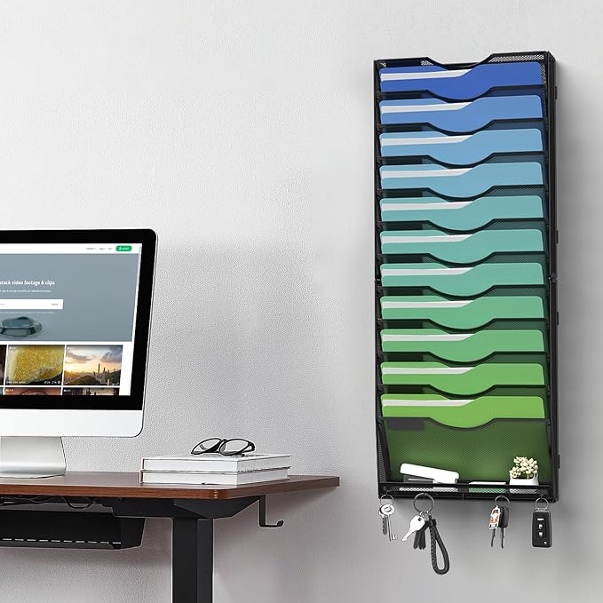 Kuntine.B Wall File Organizer Office Hanging Magazine Holder Wall File Organizer for Office Home - Image 7