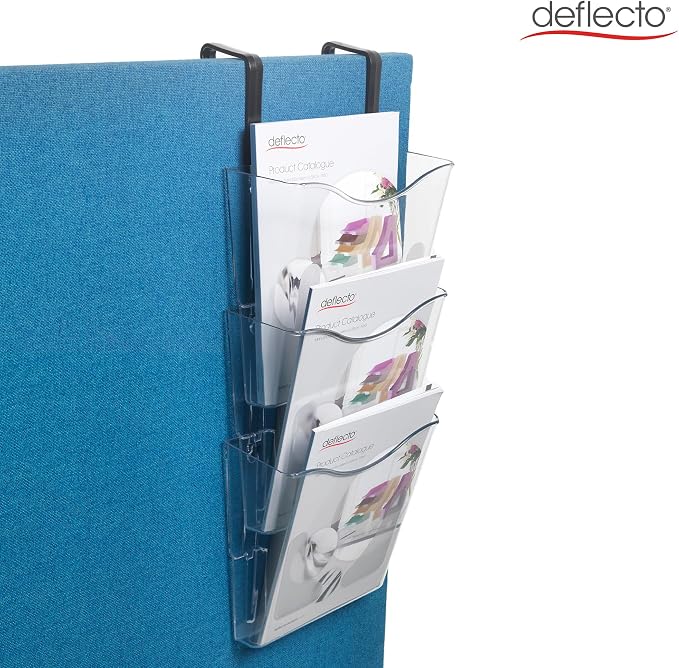 Deflecto 3 Tier A4 Wall Mounted Magazine File Holder - Perfect for Folders, Files, Mails & Brochure - For Home & Office with Hanging Bracket Included - Image 4