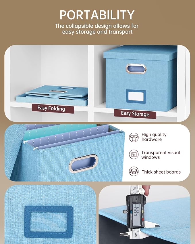 File Organizer, File Box, File Cabinet for Letter File Folder Storage, Portable Storage Bins with Lids for Office/Decor/Home,Document Organizer, 1 Pack,Sky-blue-Box Only - Image 2