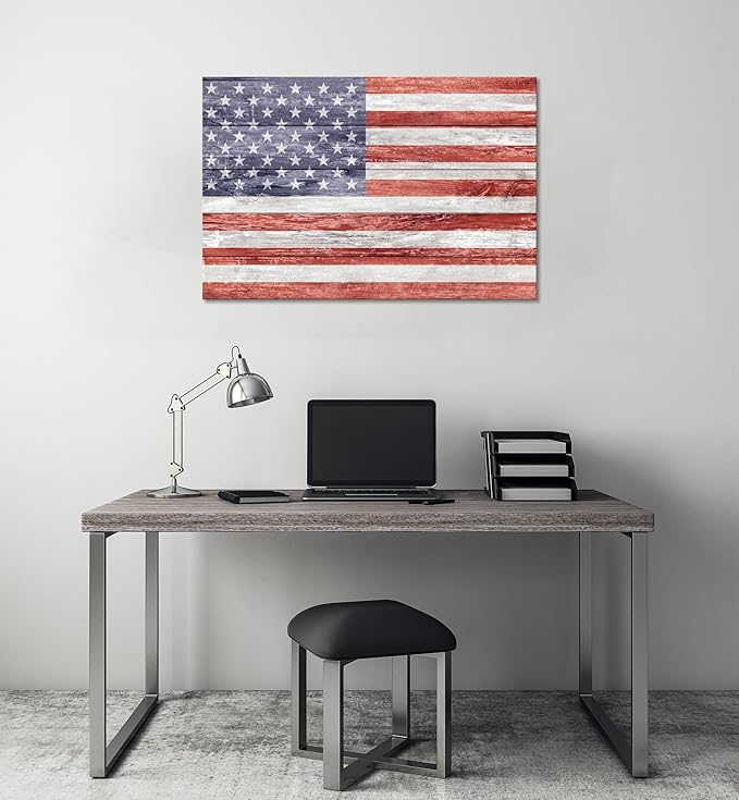 SKASNFAI Inspirational American Flag Wall Decor Picture Artwork USA Flag Patriotic Canvas Wall Art Retro Poster for Living Room College Bedroom Ready to Hang (16L x 24W)