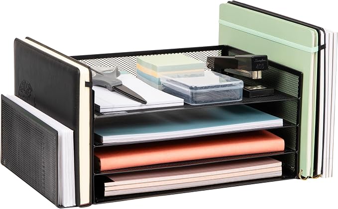 Mind Reader Desktop Organizer, File Storage, Paper Tray, Workspace, Office, Metal Mesh, 16.75"L x 9.15"W x 6"H, Black by MindReader