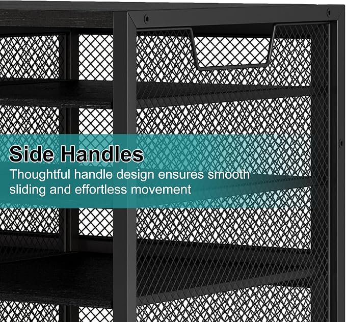 TQVAI 12 Compartments Desktop Literature Organizer, Metal Frame Paper Sorter with Handles, Adjustable Mailbox for Classroom and Office, Desk File Organizer for Document, Bill, Magazine, Black - Image 4