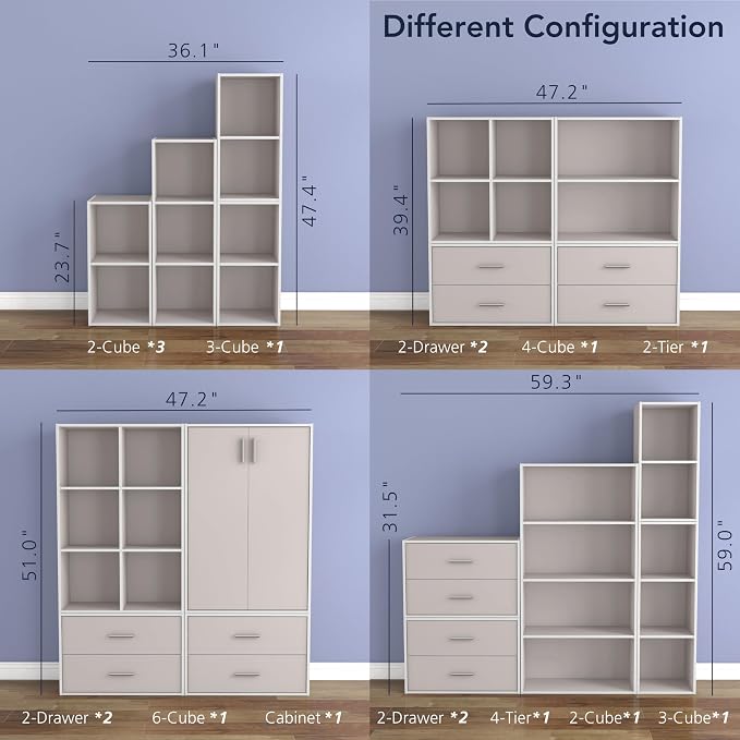 Homes: Inside + Out Apexa 2-Drawer Wooden Stackable Storage Drawers, Small Food Pantry Cabinet, Cajonera De Madera, Underbed Drawer Dorm Teen Room Decor & Bedroom, Home Office, Kitchen, Taupe Grey - Image 12