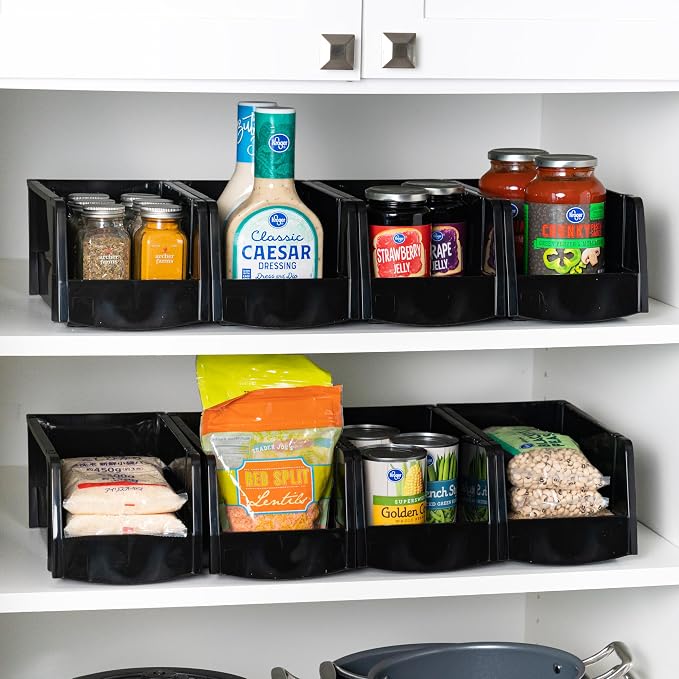 IRIS USA 8-Pack, Medium Stackable Storage Bins, Black | Organize small parts, hardware, craft supplies, pantry items, and household essentials with open-front access, stackable bins - Image 9
