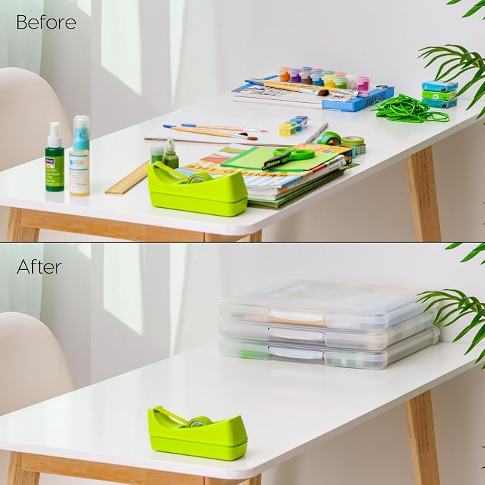 IRIS USA Scrapbook Case |Made in USA| Fits 12"x12" - Thin (10-Pack) - Clear | Portable Plastic Storage Organizers with Built-In Handles for Paper, Art, Board Games, Crafts, Files & Office Supplies - Image 4