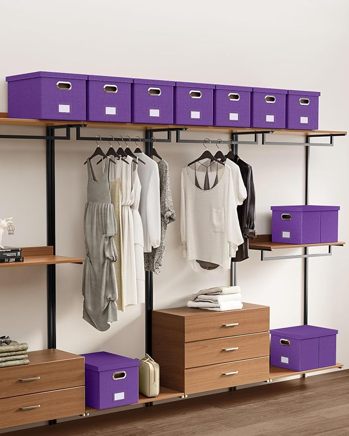 2 Pack File Storage Organizer, Filing Box, Portable File Box with Lid, Fit for Letter/Legal File Folder Storage, Document Organizer, Purple - Image 7