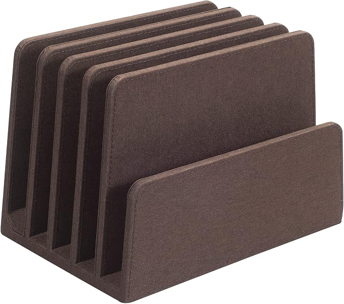 MobileVision Executive Dark Brown Desktop File Folder Organizer and Paper Tray, 5 Slot Dividers - Image 4