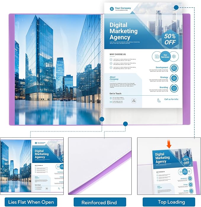 12 Pack Art Portfolios Bulk 9"x12" 40 Pockets Large Portfolio Folder Display 80 Pages - with Clear Sheet Protectors Plastic Sleeves for Artwork Document Organizer Binder Presentation Book （Colorful） - Image 5