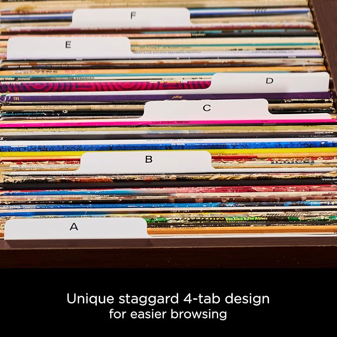 Carstens Records Heavy Duty Vinyl Album Dividers A-Z | 12" Organizers with Tabs | Pack of 26 White | Made in The USA | for Top Browsing - Image 3