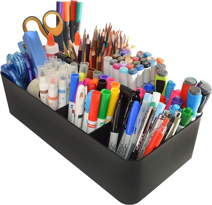 -Large Portable Caddy, DIY Dividers, 8 Compartments, School Office Supplies Home Business Organizer,Portable Basket with Handle Storage Organizer Modern Made in USA (10 PACK, Black) - Image 3