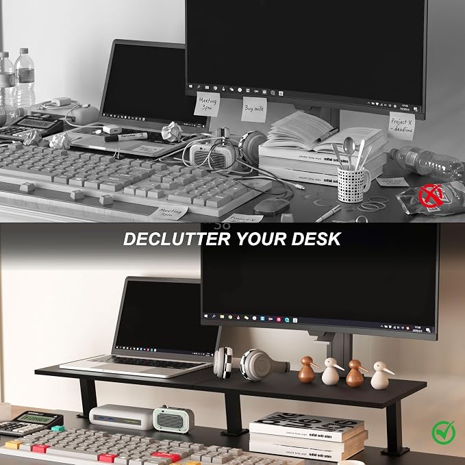 30-Inch Desktop Clamp-on Shelf & Monitor Riser, 2-in-1 Reversible Design – Fits Either Side of Desk, C-Clamp for Stability, Holds 44 lbs, for Gaming PC, Console & Office Setup - Image 5