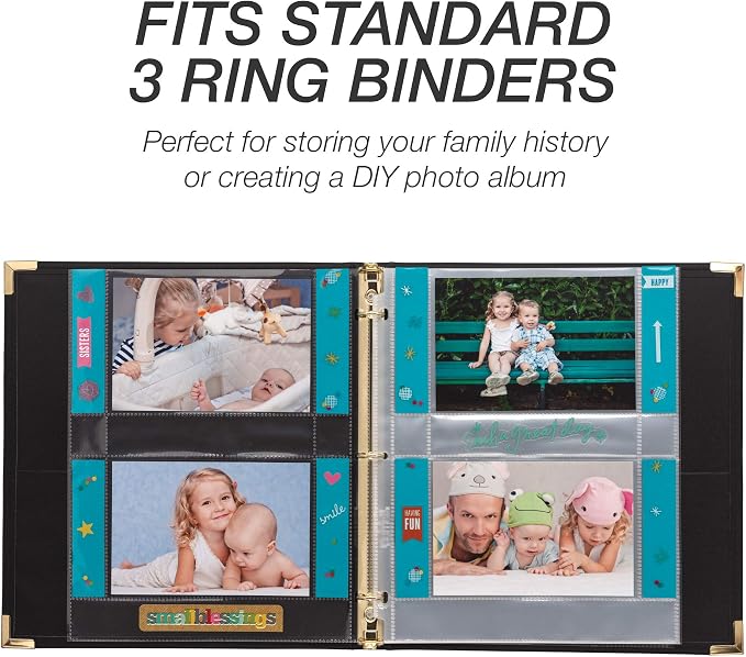 Samsill 4x6 Photo Pages for 3-Ring Binder 4x6, 25 Pack, Holds 100 Pictures, Each 2-Pocket Photo Pages Hold Four 4 x 6 Pictures, 4x6 Photo Pockets, 4x6 Photo Sheet Protector - Image 2