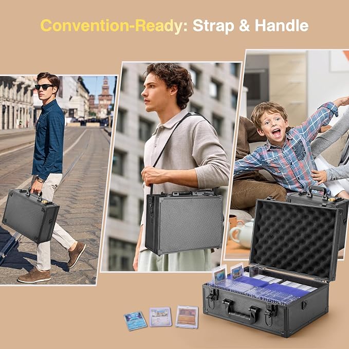LOCKCURX Trading Card Storage Box for 3"x4" 35pt Rigid Cards, Holds 600+ Toploaders, Sports Card Case with 6 Foam Dividers, Toploader Storage Box, Sports Card Storage with Key Lock - Image 7