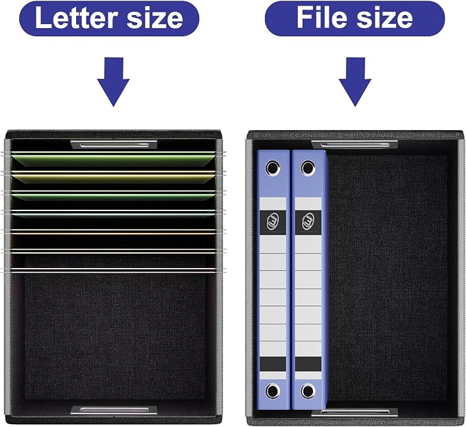 File Organizer Box with Lids, Collapsible File Folder Organizer | File Box with Plastic Slides for Document, Filing Bin for Letter Size Hanging File Folders (1 Pack, Navy Blue, Leather) - Image 4