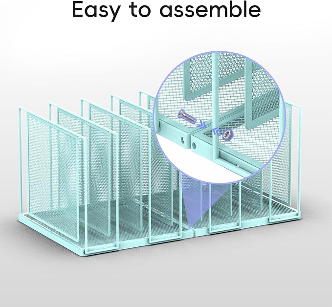 File Organizer for Desk, 7-Section Vertical File Sorter, Paper Holder Organizer Standing Metal File Folder for Office Home Classroom, Blue - Image 5