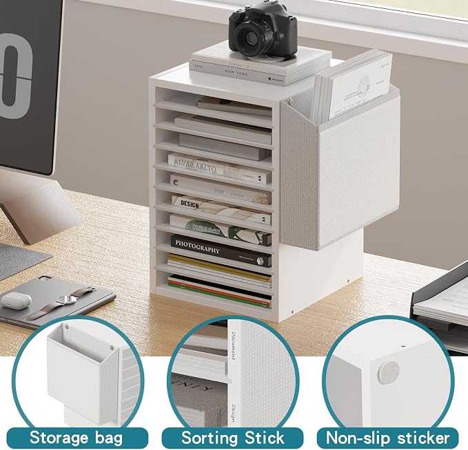 Unionly 10Tier Adjustable Mail Sorter,Wood Paper Organizer for Class,Office | Office Mailbox with name slot,Literature Organizer with side pocket,Wooden File Storage Organizer for school,classroom,office - Image 7