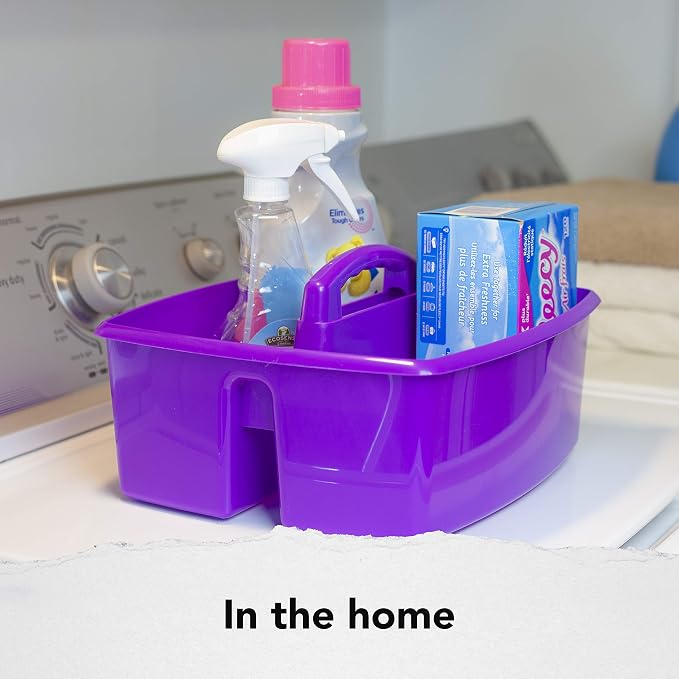 Storex 2-Compartment Large Craft Caddy – Multipurpose Classroom Organizer with Handle, Purple, 1-Pack (00955C06C) - Image 7
