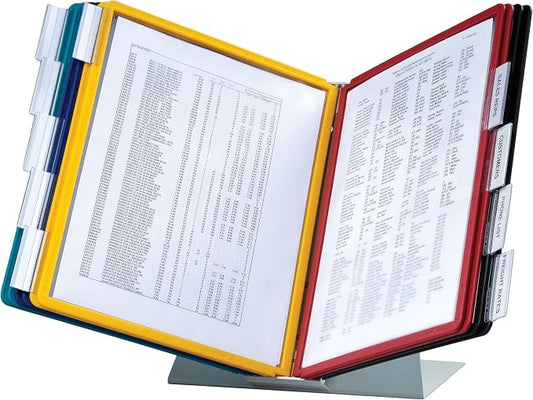 Durable VARIO 20 Pocket Desktop Reference System - Letter Size 10 Double-Sided Panels - Assorted Color Borders by DURABLEOfficeProducts